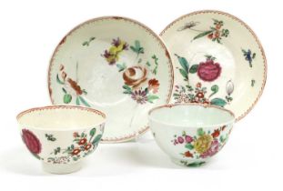 A Penningtons Liverpool Porcelain Teabowl and Saucer, circa 1770, painted in coloured enamels with