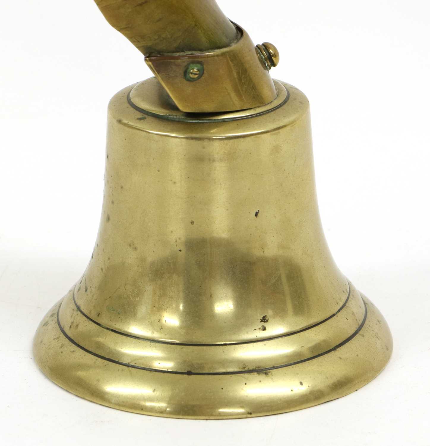 A Bronze Bell, with goat horn handle 52cm high - Image 2 of 2