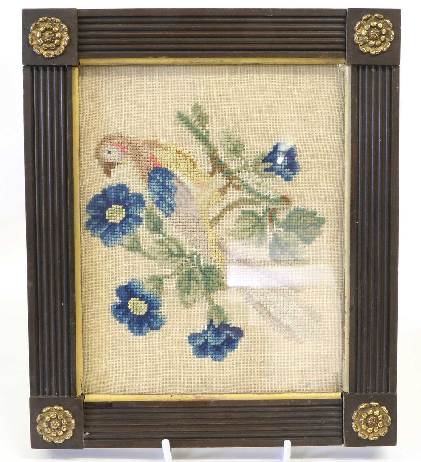 A Pair of Victorian Woolwork Pictures, depicting exotic birds amongst foliage 14cm by 16.5cm A - Image 5 of 7