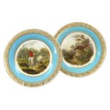 A Pair of Kerr and Binns Worcester Porcelain Plates, circa 1875, painted by Robert F. Perling one