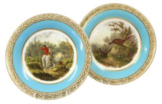 A Pair of Kerr and Binns Worcester Porcelain Plates, circa 1875, painted by Robert F. Perling one