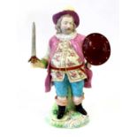 A Large Derby Figure of James Quinn as Sir John Falstaff, circa 1780, wearing a puce coloured