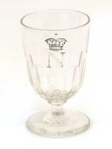 A Napoleon Commemorative Wine Glass, the semi-ovoid bowl engraved with a crowned N over a band of