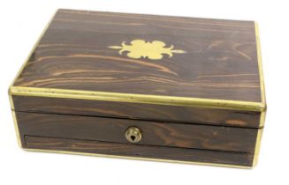 A Victorian Brass-Bound Coromandal Dressing Case, of rectangular form with vacant cartouche,