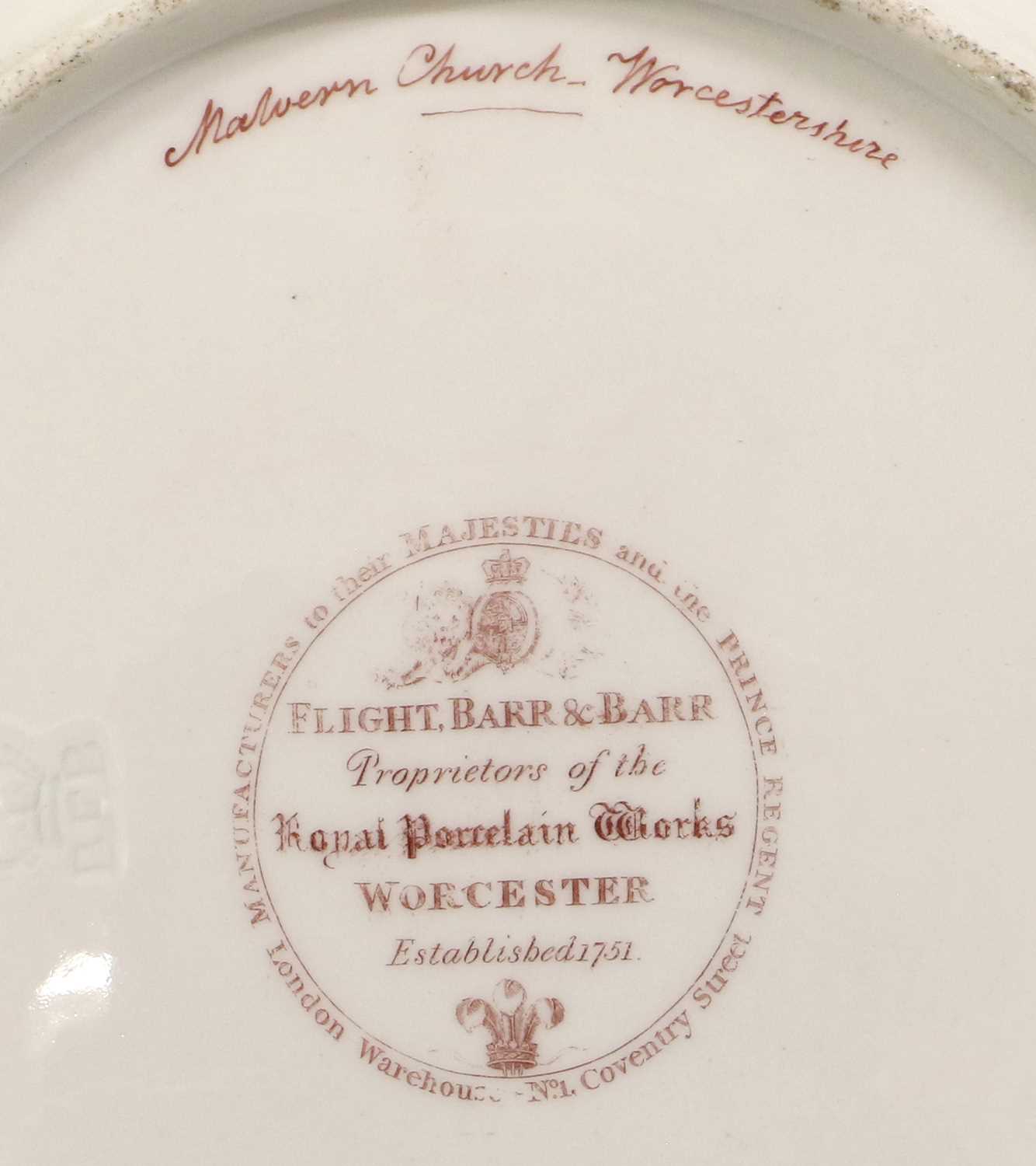 A Flight, Barr & Barr Worcester Porcelain Plate, circa 1820, painted with a tilted view "Malvern - Image 5 of 6