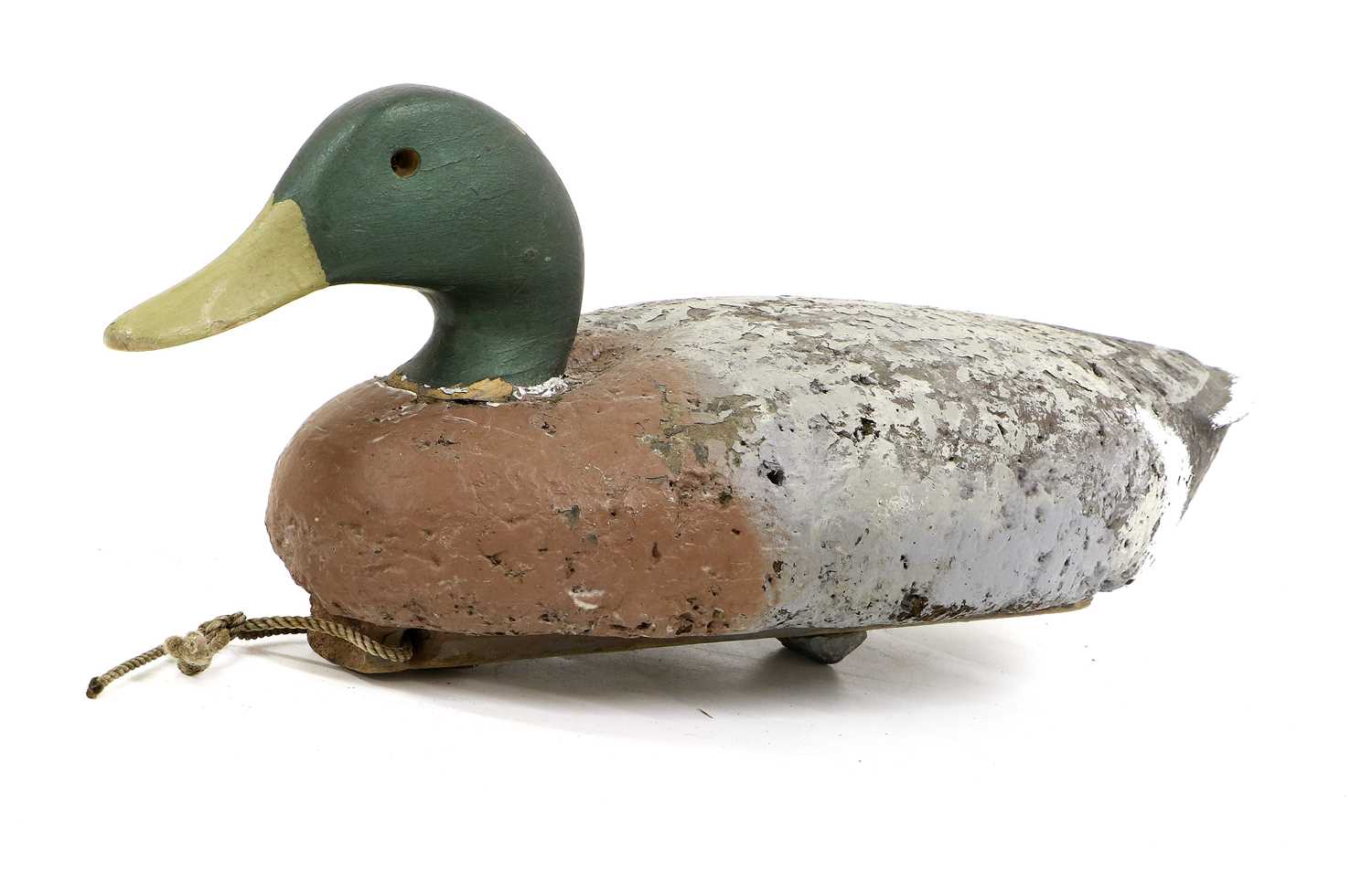 A Carved and Painted Decoy Duck, probably American, early 20th century, naturalistically carved - Image 3 of 4