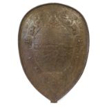 A Steel Wall Applique in the Form of a Shield, 2nd half 19th century, cast with soldiers storming