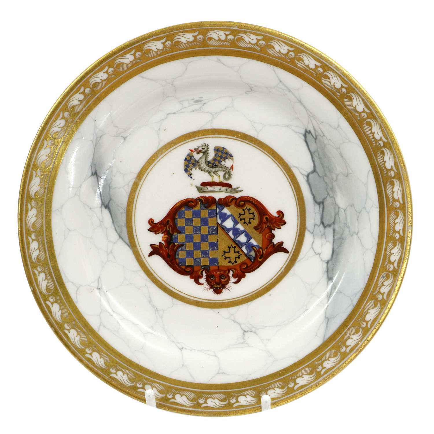 A Barr, Flight & Barr Worcester Porcelain Armorial Side Plate, circa 1810, with a grey marbled - Image 2 of 6