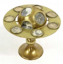 A Victorian Brass Betjemann-Type Photograph Holder, in the form of a globe within a ring on a
