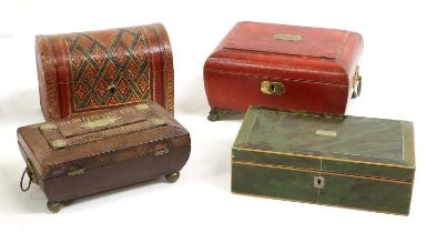 An Asprey’s Leather-Bound Stationery Casket, of dome-top rectangular form, tooled and stained in