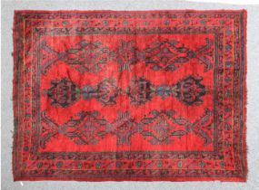 Ushak Carpet Central West Anatolia, circa 1910 The crimon field with three columns of linked