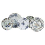 An English Delft Plate, circa 1760, Liverpool or Bristol, painted in the Fazakerley palette with