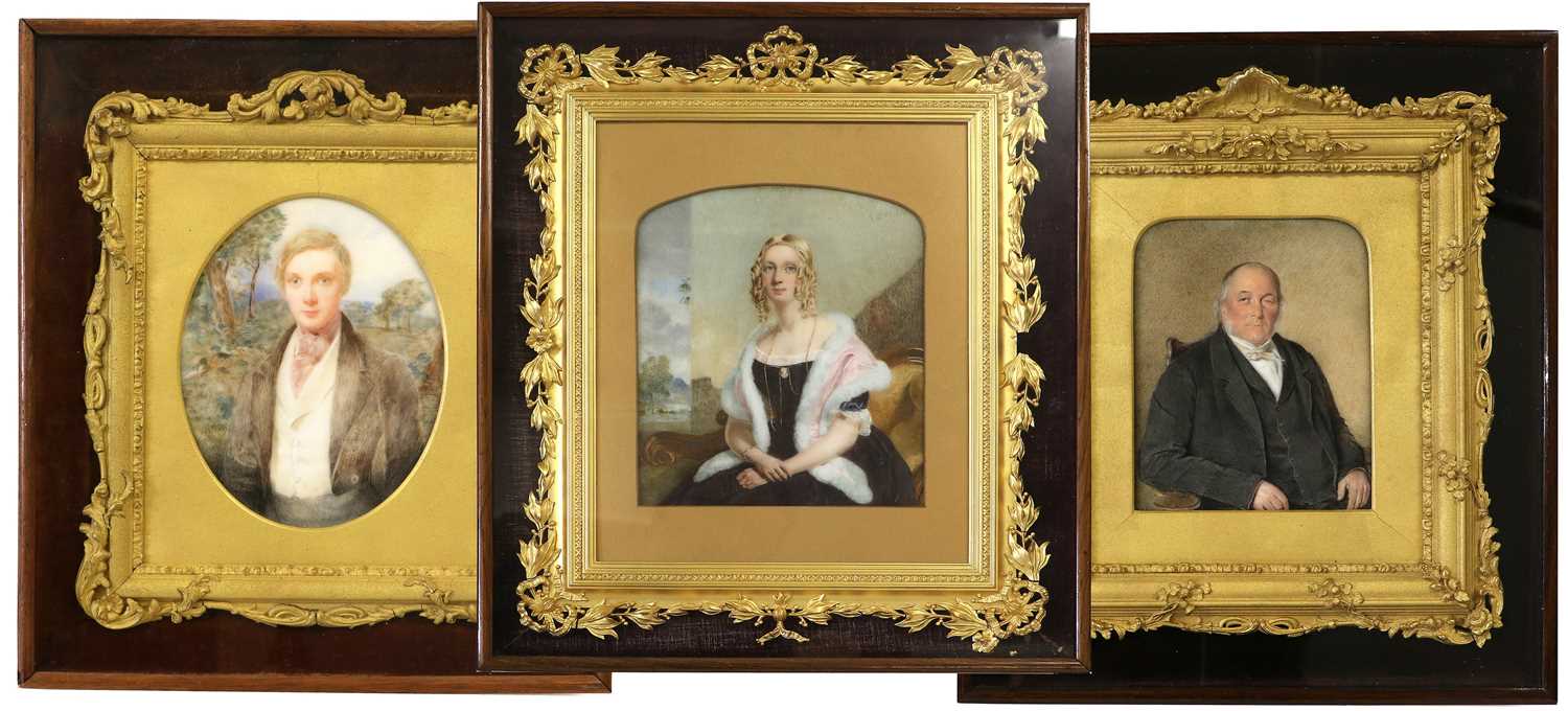 Thomas Heathfield Carrick (1802-1874): Miniature Portrait of a Young Lady, three-quarter length,