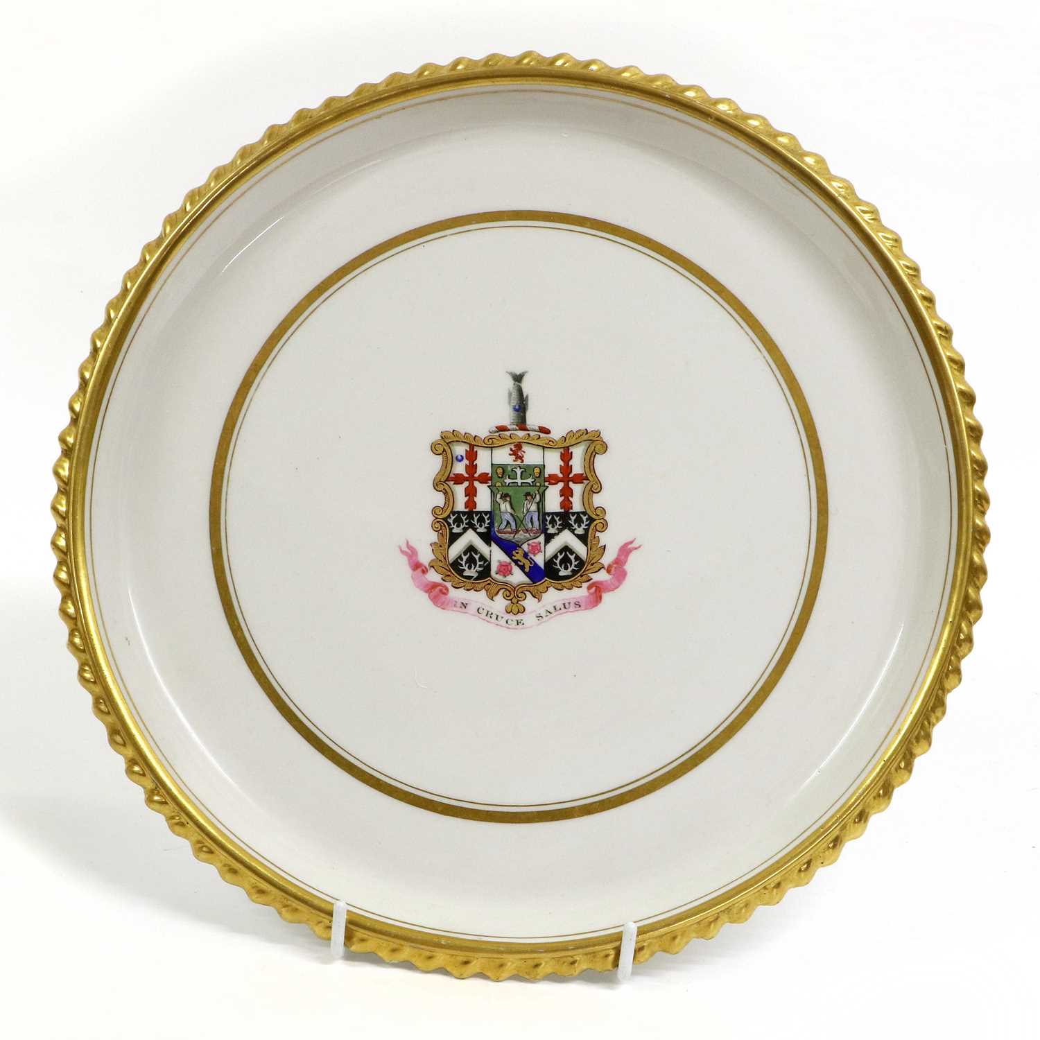 A Barr, Flight & Barr Worcester Porcelain Armorial Side Plate, circa 1810, with a grey marbled - Image 4 of 6