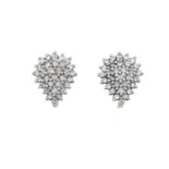 A Pair of Diamond Cluster Earrings the pear shaped motifs set throughout with round brilliant cut