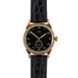 Trebex: A 9 Carat Gold Wristwatch, signed Trebex, 1946, manual wound lever movement signed, black