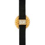 Jaeger LeCoultre: A Lady's 18ct Gold Back Winding Wristwatch with Unusual Shell Form Case Sides,