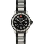Victorinox: A Stainless Steel and Black PVD Coated Automatic Calendar Centre Seconds Wristwatch,