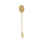 An 18 Carat Gold Diamond Stick Pin the oval yellow plain polished plaque with a row of graduated