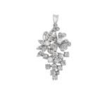 A Diamond Pendant the articulated floral spray set throughout with round brilliant cut and eight-cut