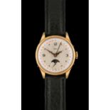 Arsa: A Gold Plated Triple Calendar Moonphase Wristwatch, signed Arsa, model: Jubilee 1898-1948,