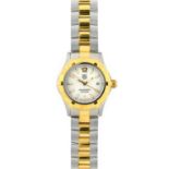 Tag Heuer: A Lady's Bi-Metal Calendar Centre Seconds Wristwatch, signed Tag Heuer, 300 meters,
