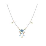 An 18 Carat White Gold Multi-Gem Set Necklace the central cluster comprising of marquise cut blue