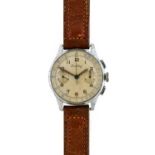 Breitling: A Chrome Plated Chronograph Wristwatch, signed Breitling, 1940's, (calibre Venus 188)