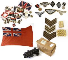 A Small Quantity of Militaria, including cap and collar badges, buttons, rank chevrons, Combined