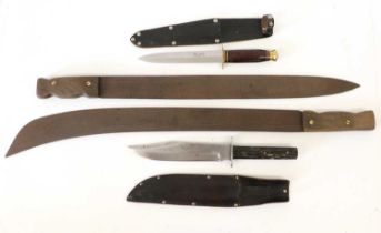 A Bowie Knife, the 20cm clip-point steel blade engraved Original Bowie Knife, with steel