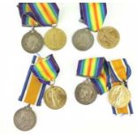 Four First World War Pairs, each comprising a British War Medal and Victory Medal, awarded to :-