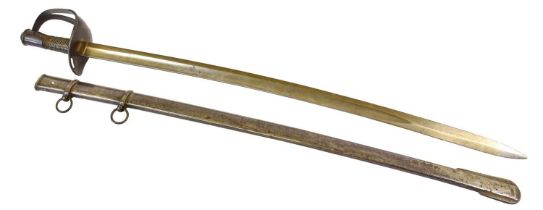 An Italian 1860 Pattern Heavy Cavalry Sword, the 99.5cm single edge fullered steel blade stamped