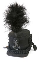 An Early 20th Century Officer's Shako to the Cameronians the Scottish Rifles, in black melton wool
