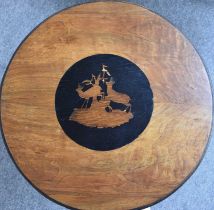 A Good Carved And Inlaid Musical Tilt-Top Circular Occasional Table