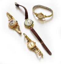 A Lady's 18 Carat Gold and Enamel Wristwatch, A Lady's 9 Carat Gold Longines Wristwatch, with