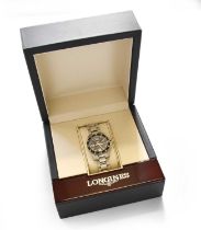 A Lady's Automatic Calender Centre Seconds Wristwatch, signed Longines, Hydro Conquest, box and