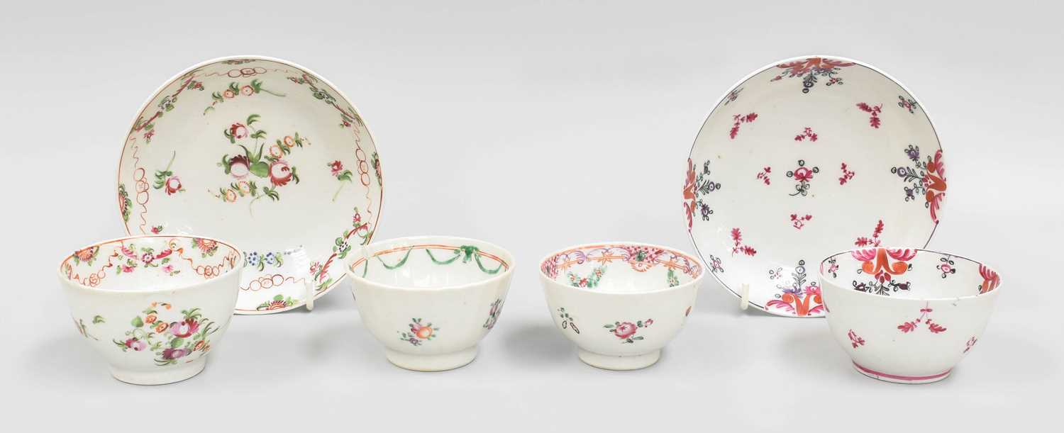 A Collection of Mainly 18th Century English Porcelain Tebowls and Saucers, including: Flight - Image 4 of 4