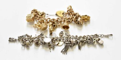 A Curb Link Bracelet, stamped '9' and '.375', suspending thirteen charms including a car, a boot,