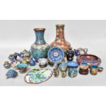 A Quantity of Assorted Chinese Cloisonne, mainly 20th century, including cruet set, vases, pair of