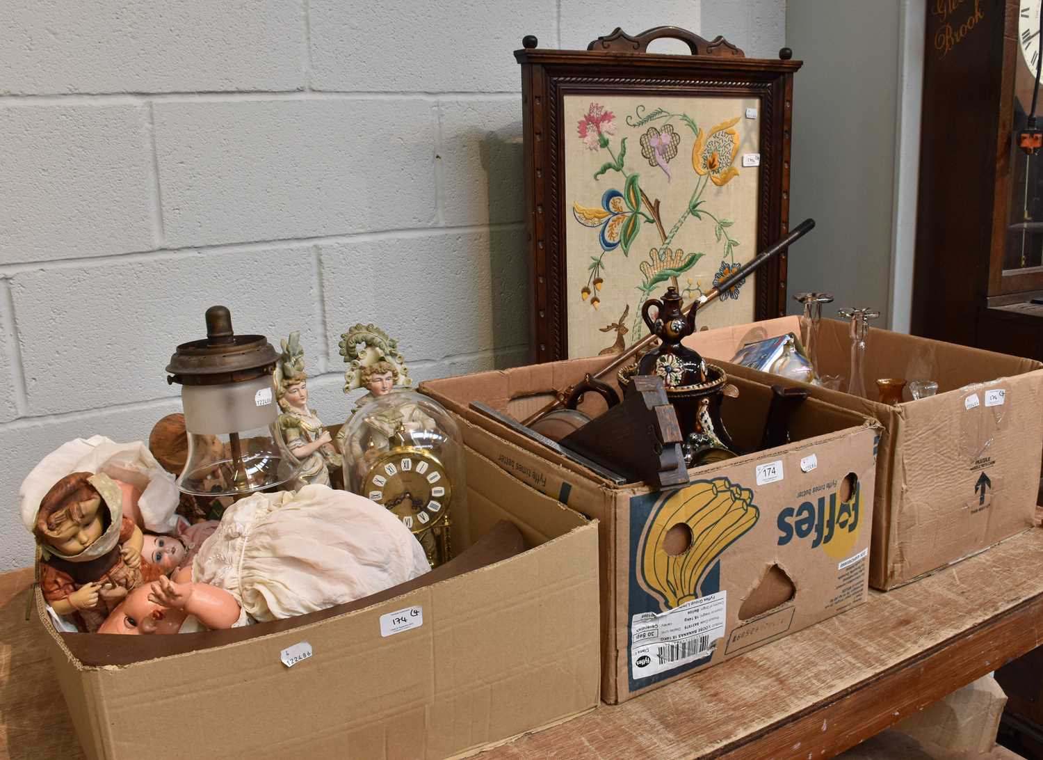 Various Household Decorative Items, including a Victorian bargeware teapot, art glass