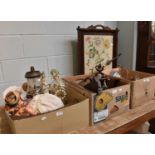 Various Household Decorative Items, including a Victorian bargeware teapot, art glass