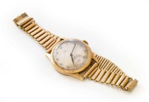 A 9 Carat Gold Omega Wristwatch, later bracelet with clasp stamped 9ct Dimensions of the case - 33mm