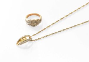 A 9 Carat Gold Citrine Pendant on A 9 Carat Gold Chain, pendant length 1.9cm, chain length 46cm; and