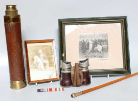 Military Interest; a photograph of a mounted military figure, signed Roberts, yellow metal mounted