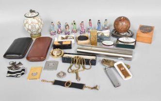 A Tray of Various Collectables, 19th century and later, including Dunhill cigar pouch, cigar