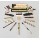 A Tray of Collectables, including assorted pocket knives, Rodgers "Bunny" knive, Swan fountain pen