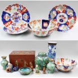 Various Oriental Ceramics and Other Items, including Chinese blue and white sleeve vase, 20th