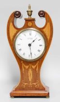 An Edwardian Mahogany Inlaid Mantel Timepiece, retailed by Whittle, Blackburn, 28.5cm high