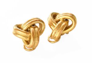 A Pair of Knot Earrings, unmarked, with clip fittings Gross weight 8.4 grams.