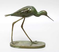 Patricia Northcroft (Contemporary), limited edition patinated bronze sculpture 'Black Winged Stilt',